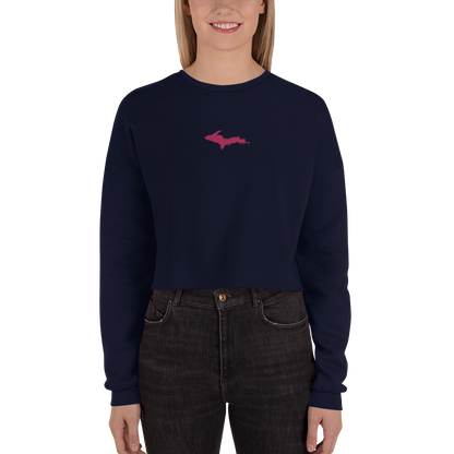 Michigan Upper Peninsula Cropped Sweatshirt (w/ Embroidered Pink UP Outline)