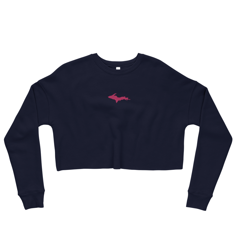 Michigan Upper Peninsula Cropped Sweatshirt (w/ Embroidered Pink UP Outline)