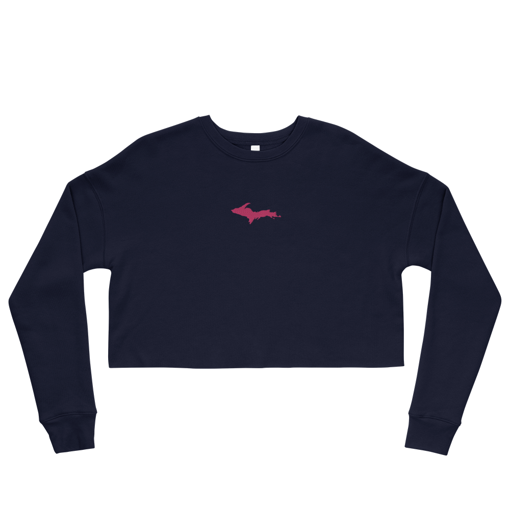 Michigan Upper Peninsula Cropped Sweatshirt (w/ Embroidered Pink UP Outline)