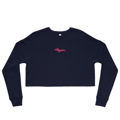 Michigan Upper Peninsula Cropped Sweatshirt (w/ Embroidered Pink UP Outline)