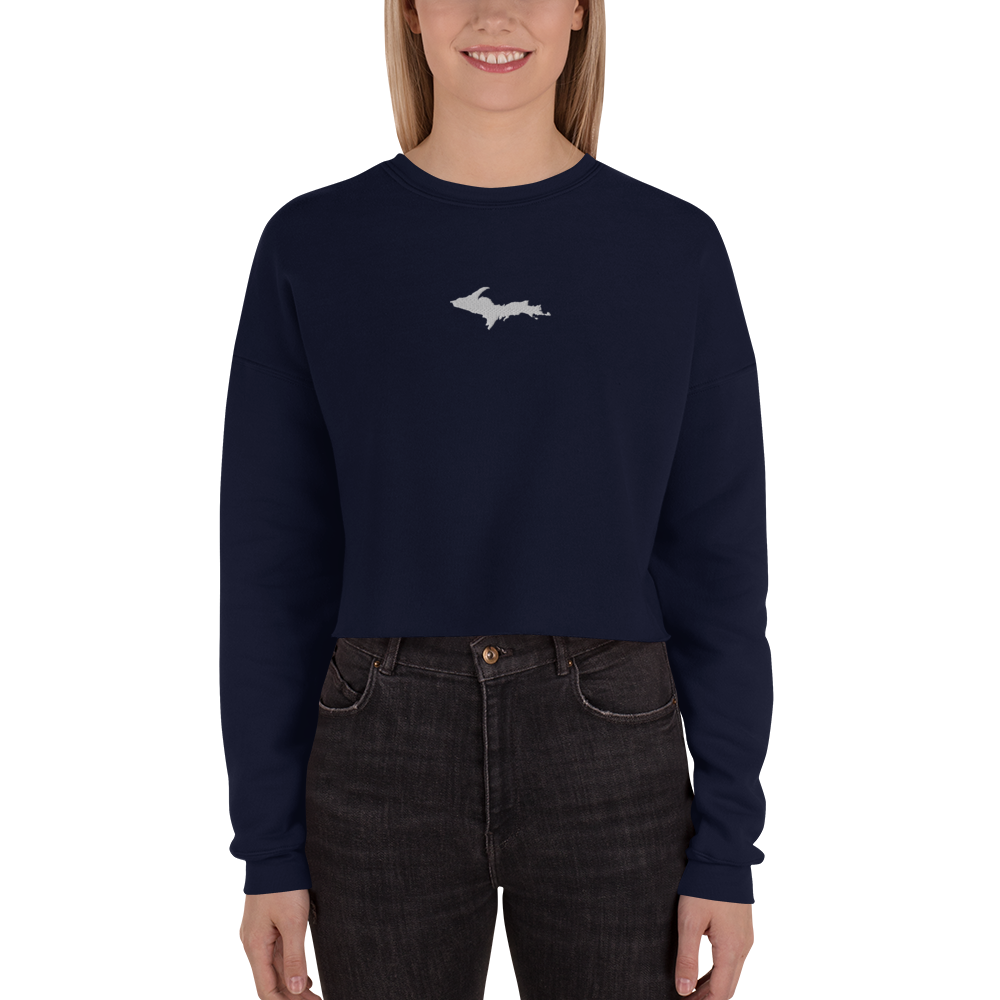 Michigan Upper Peninsula Cropped Sweatshirt (w/ Embroidered UP Outline)