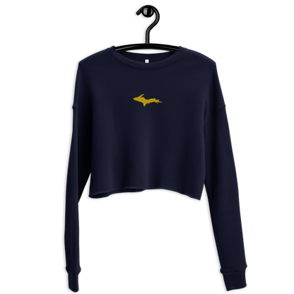 Michigan Upper Peninsula Cropped Sweatshirt (w/ Embroidered Gold UP Outline)