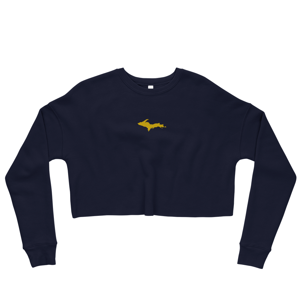 Michigan Upper Peninsula Cropped Sweatshirt (w/ Embroidered Gold UP Outline)