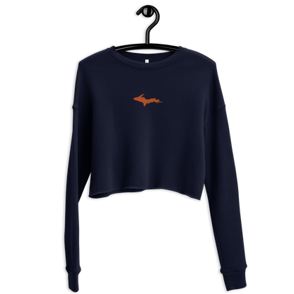 Michigan Upper Peninsula Cropped Sweatshirt (w/ Embroidered Orange UP Outline)