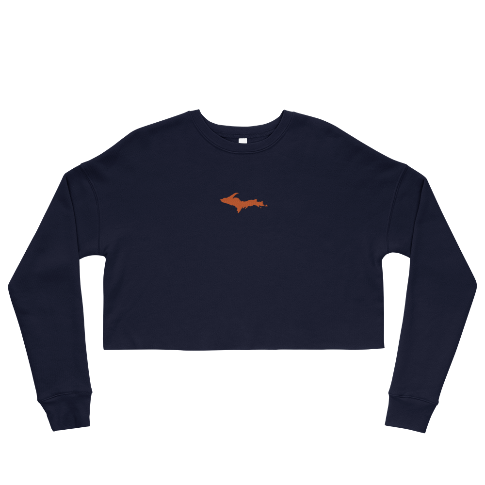 Michigan Upper Peninsula Cropped Sweatshirt (w/ Embroidered Orange UP Outline)