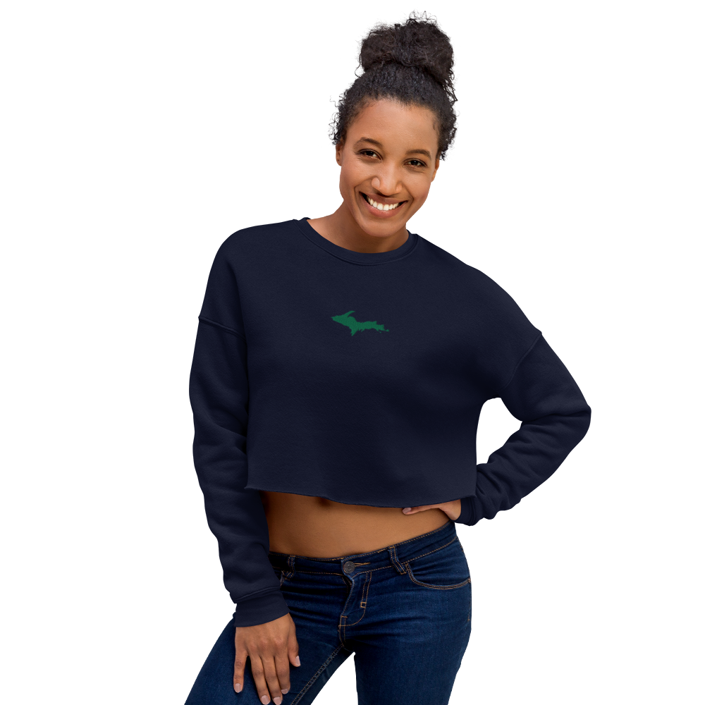 Michigan Upper Peninsula Cropped Sweatshirt (w/ Green UP Outline)