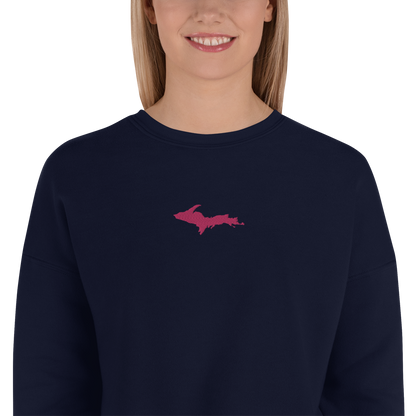 Michigan Upper Peninsula Cropped Sweatshirt (w/ Embroidered Pink UP Outline)