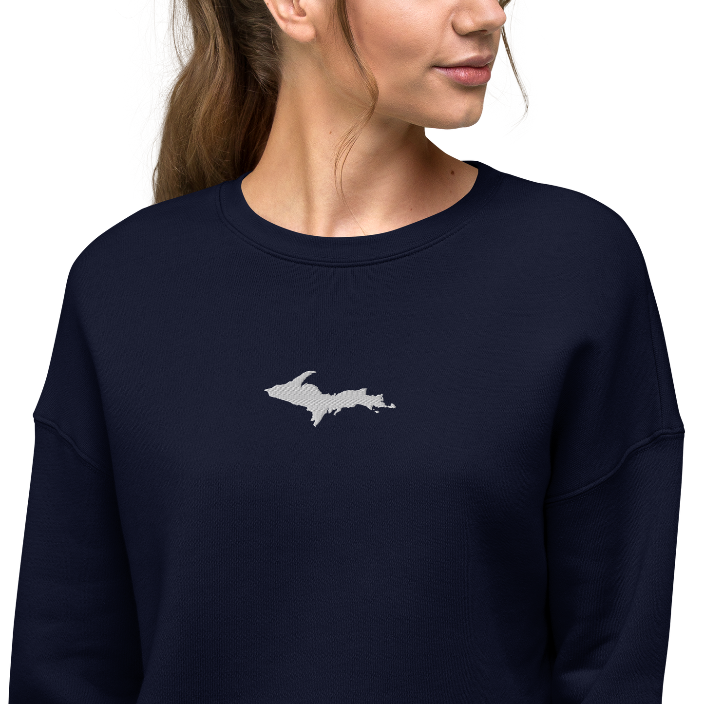 Michigan Upper Peninsula Cropped Sweatshirt (w/ Embroidered UP Outline)