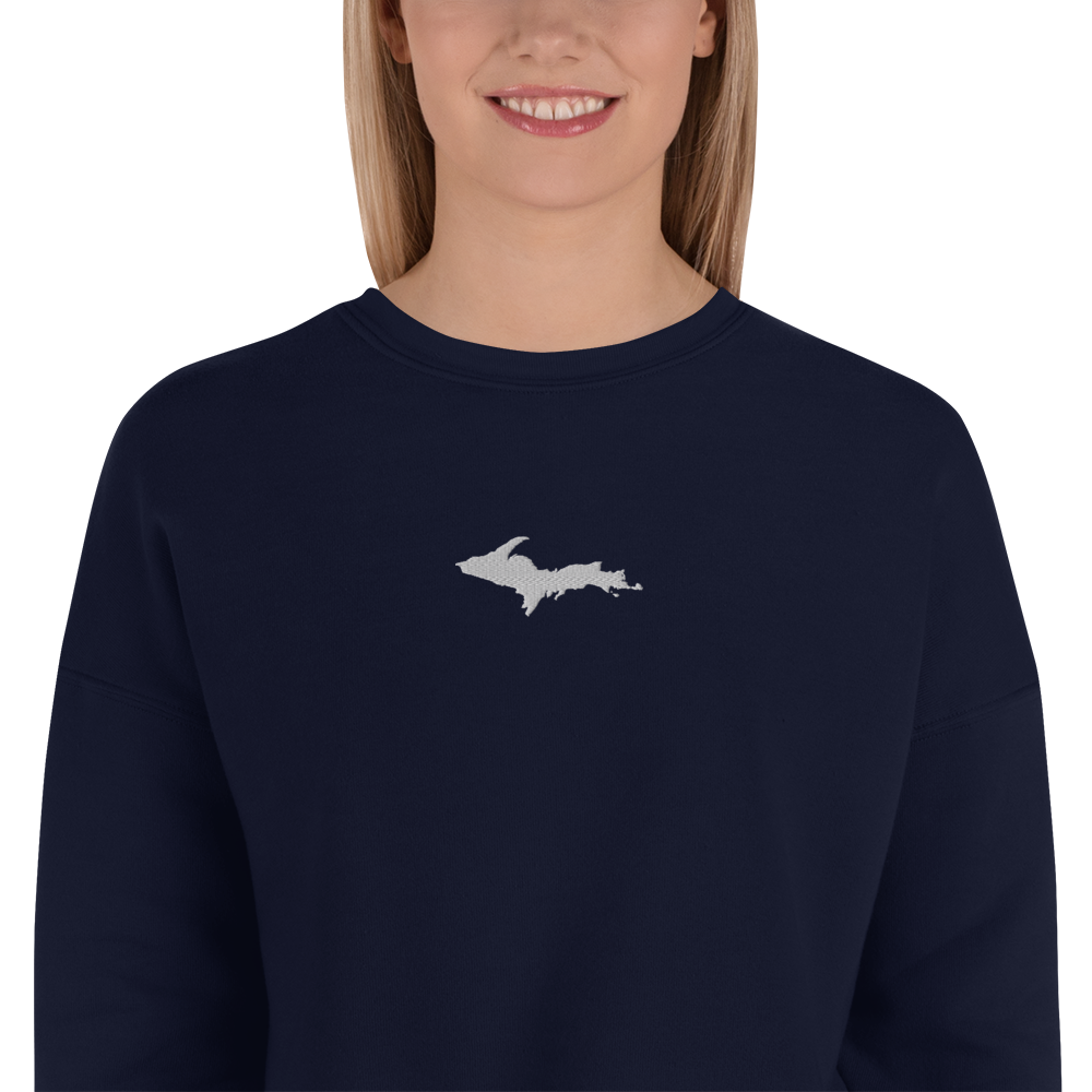 Michigan Upper Peninsula Cropped Sweatshirt (w/ Embroidered UP Outline)