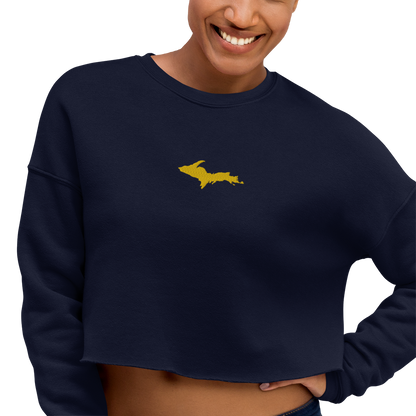 Michigan Upper Peninsula Cropped Sweatshirt (w/ Embroidered Gold UP Outline)