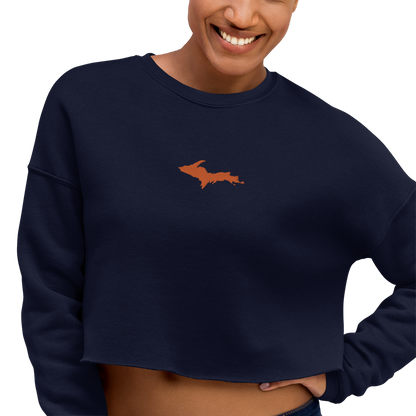 Michigan Upper Peninsula Cropped Sweatshirt (w/ Embroidered Orange UP Outline)