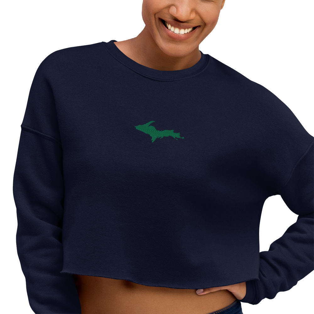 Michigan Upper Peninsula Cropped Sweatshirt (w/ Green UP Outline)