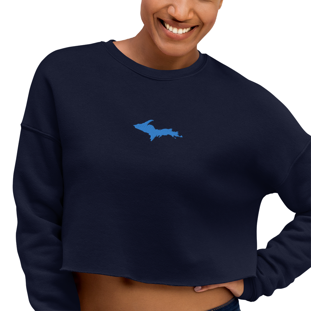 Michigan Upper Peninsula Cropped Sweatshirt (w/ Azure UP Outline)