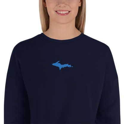 Michigan Upper Peninsula Cropped Sweatshirt (w/ Azure UP Outline)