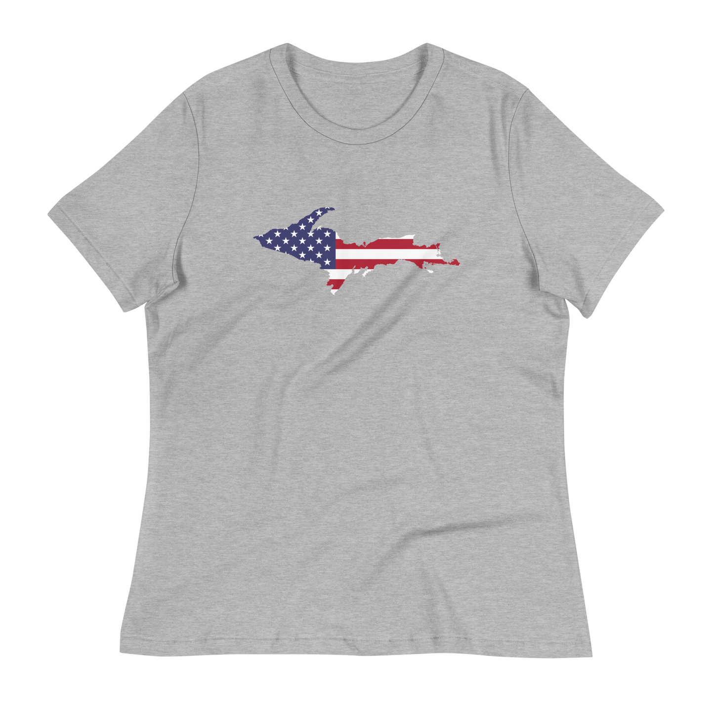 Michigan Upper Peninsula T-Shirt (w/ UP USA Flag Outline) | Women's Relaxed Fit