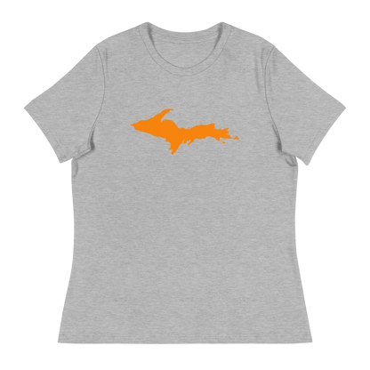 Michigan Upper Peninsula T-Shirts (w/ Orange UP Outline) | Women's Relaxed Fit