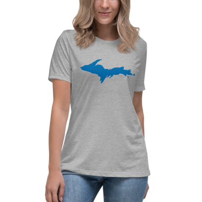 Michigan Upper Peninsula T-Shirt (w/ Azure UP Outline) | Women's Relaxed Fit