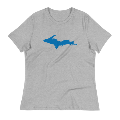 Michigan Upper Peninsula T-Shirt (w/ Azure UP Outline) | Women's Relaxed Fit