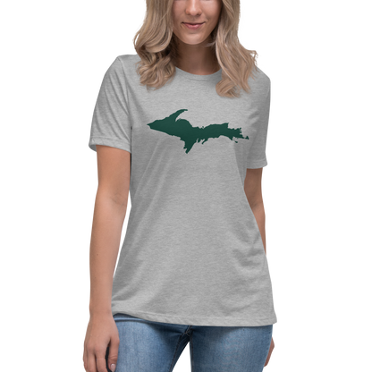 Michigan Upper Peninsula T-Shirt (w/ Green UP Outline) | Women's Relaxed Fit