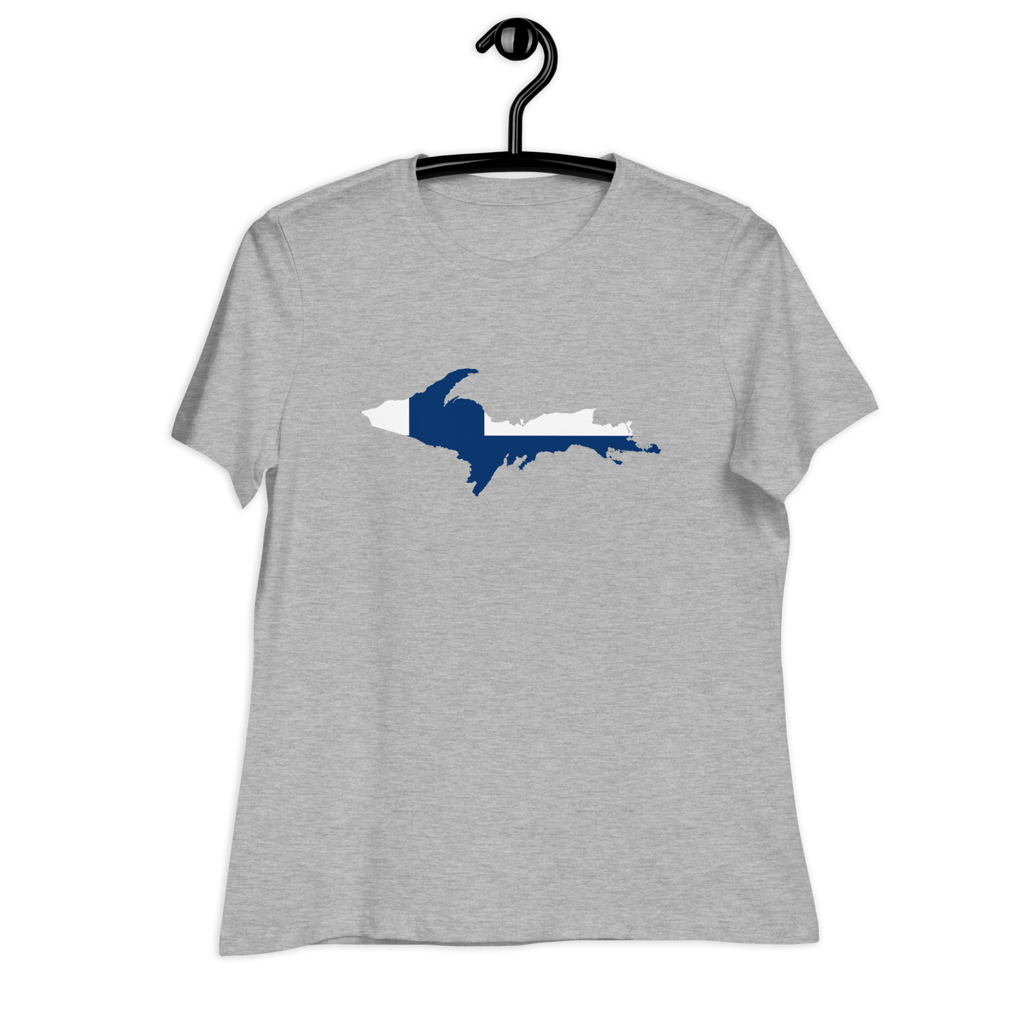 Michigan Upper Peninsula T-Shirt (w/ UP Finland Flag Outline) | Women's Relaxed Fit