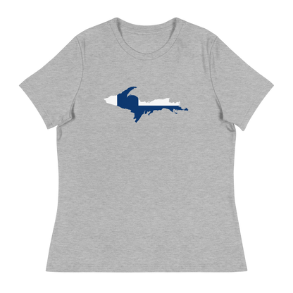 Michigan Upper Peninsula T-Shirt (w/ UP Finland Flag Outline) | Women's Relaxed Fit