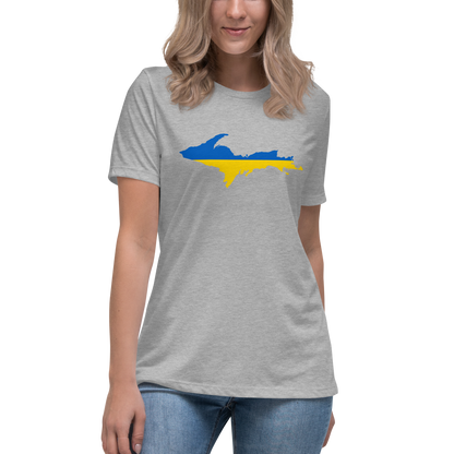 Michigan Upper Peninsula T-Shirt (w/ UP Ukraine Flag Outline) | Women's Relaxed Fit