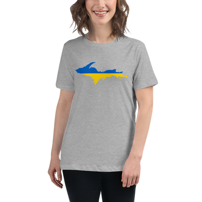 Michigan Upper Peninsula T-Shirt (w/ UP Ukraine Flag Outline) | Women's Relaxed Fit