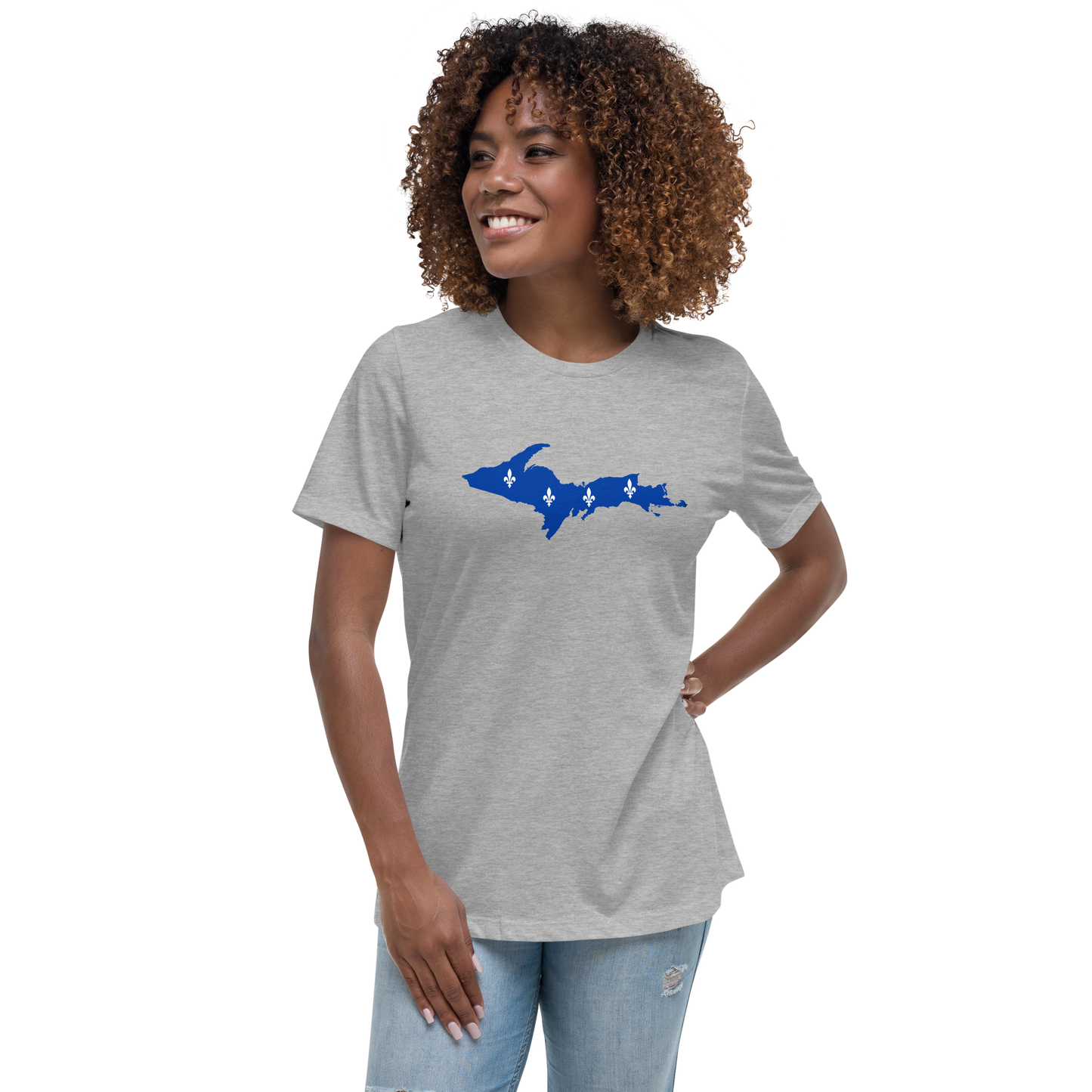 Michigan Upper Peninsula T-Shirt (w/ UP Quebec Flag Outline) | Women's Relaxed Fit