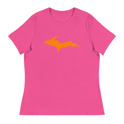 Michigan Upper Peninsula T-Shirts (w/ Orange UP Outline) | Women's Relaxed Fit