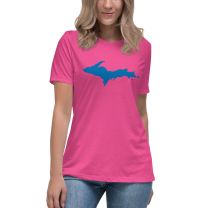 Michigan Upper Peninsula T-Shirt (w/ Azure UP Outline) | Women's Relaxed Fit