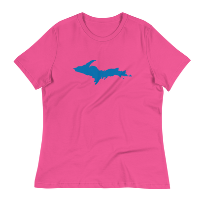 Michigan Upper Peninsula T-Shirt (w/ Azure UP Outline) | Women's Relaxed Fit