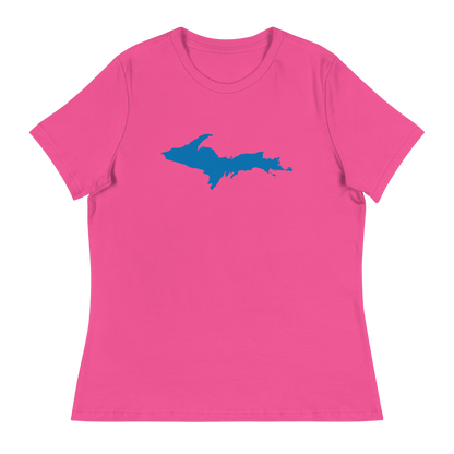 Michigan Upper Peninsula T-Shirt (w/ Azure UP Outline) | Women's Relaxed Fit