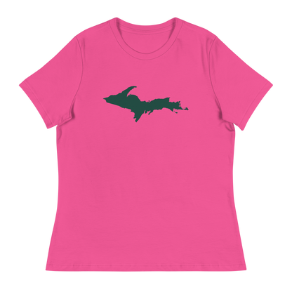 Michigan Upper Peninsula T-Shirt (w/ Green UP Outline) | Women's Relaxed Fit