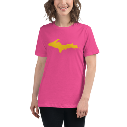 Michigan Upper Peninsula T-Shirt (w/ Gold UP Outline) | Women's Relaxed Fit