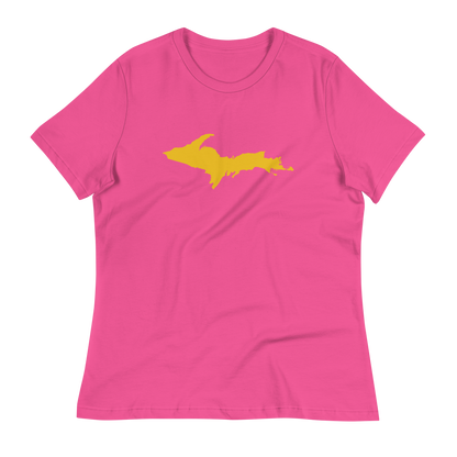 Michigan Upper Peninsula T-Shirt (w/ Gold UP Outline) | Women's Relaxed Fit