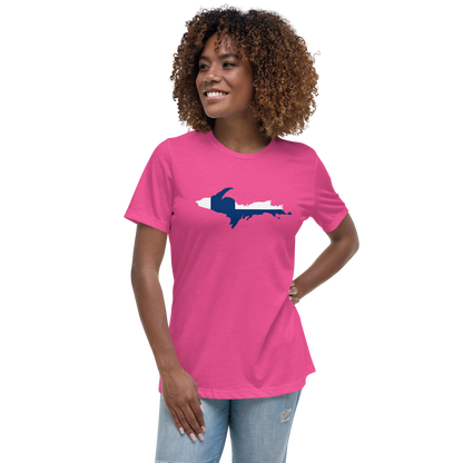 Michigan Upper Peninsula T-Shirt (w/ UP Finland Flag Outline) | Women's Relaxed Fit