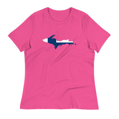 Michigan Upper Peninsula T-Shirt (w/ UP Finland Flag Outline) | Women's Relaxed Fit