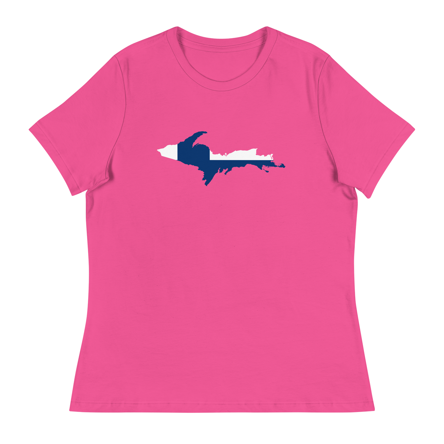 Michigan Upper Peninsula T-Shirt (w/ UP Finland Flag Outline) | Women's Relaxed Fit