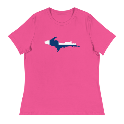 Michigan Upper Peninsula T-Shirt (w/ UP Finland Flag Outline) | Women's Relaxed Fit