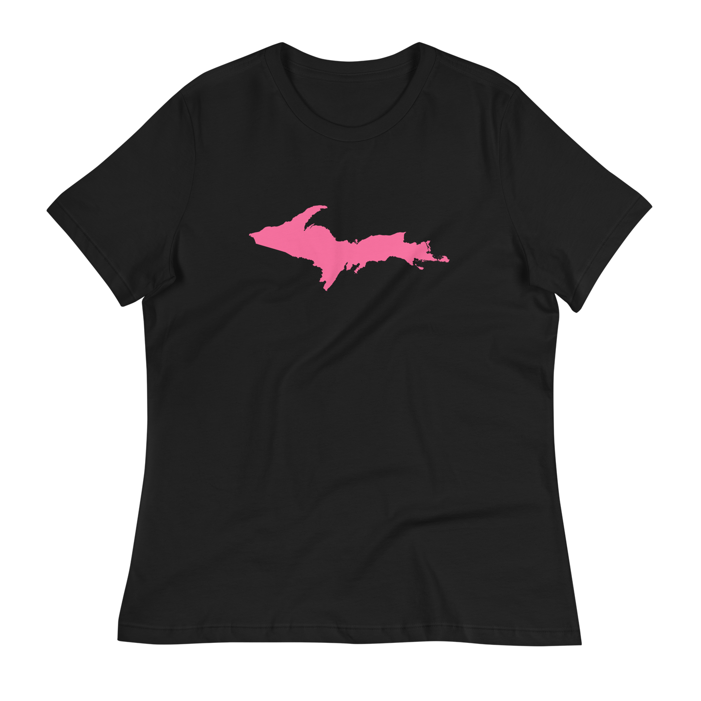 Michigan Upper Peninsula T-Shirt (w/ Pink UP Outline) | Women's Relaxed Fit