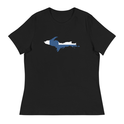 Michigan Upper Peninsula T-Shirt (w/ UP Finland Flag Outline) | Women's Relaxed Fit