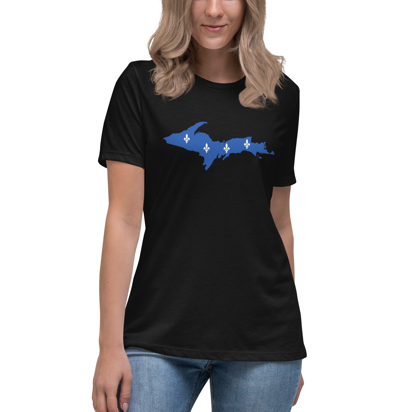 Michigan Upper Peninsula T-Shirt (w/ UP Quebec Flag Outline) | Women's Relaxed Fit