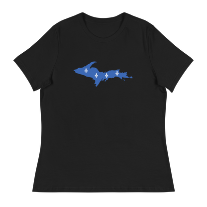 Michigan Upper Peninsula T-Shirt (w/ UP Quebec Flag Outline) | Women's Relaxed Fit