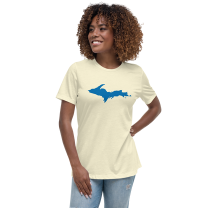 Michigan Upper Peninsula T-Shirt (w/ Azure UP Outline) | Women's Relaxed Fit