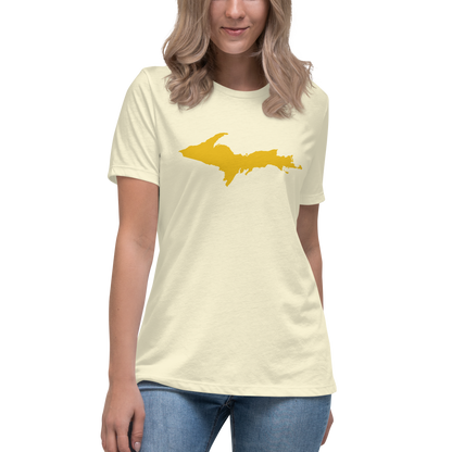 Michigan Upper Peninsula T-Shirt (w/ Gold UP Outline) | Women's Relaxed Fit