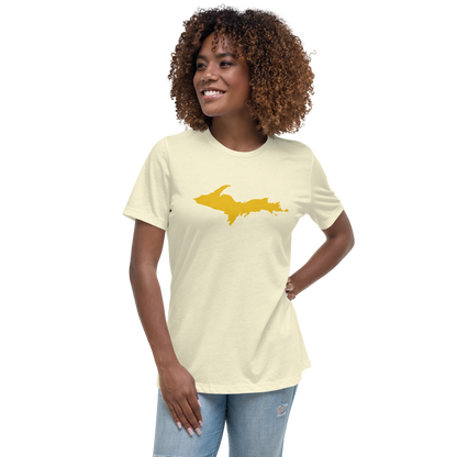 Michigan Upper Peninsula T-Shirt (w/ Gold UP Outline) | Women's Relaxed Fit