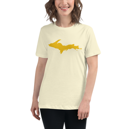 Michigan Upper Peninsula T-Shirt (w/ Gold UP Outline) | Women's Relaxed Fit