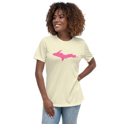 Michigan Upper Peninsula T-Shirt (w/ Pink UP Outline) | Women's Relaxed Fit