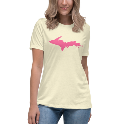 Michigan Upper Peninsula T-Shirt (w/ Pink UP Outline) | Women's Relaxed Fit