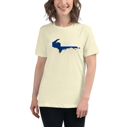 Michigan Upper Peninsula T-Shirt (w/ UP Finland Flag Outline) | Women's Relaxed Fit